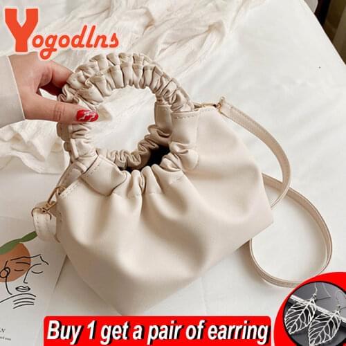 Yogodlns Fashion Crossbody Bag For Women Daily Cloud Bag Pleated Dumpling Bag Shoulder Messenger Bag Luxury Lady Handbag Bolso