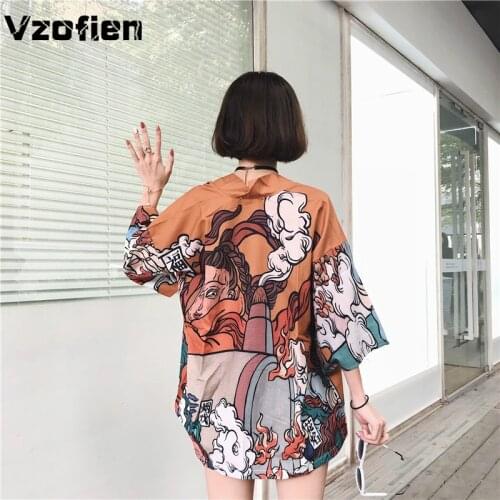 Traditional Japanese Kimono Loose Cardigan Summer Retro Harajuku Yukata Female Women Asian Clothes Kimono Casual Streetwear