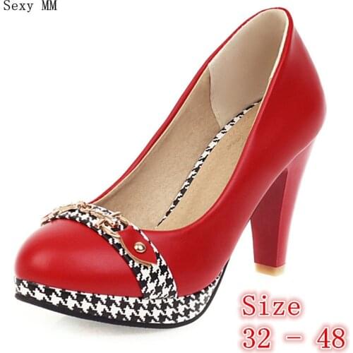 Women High Heel Shoes Platform Pumps Woman High Heels Party Shoes Kitten Heels Small Plus Size 32 33- 40 41 42 43 44 45 46 47 48