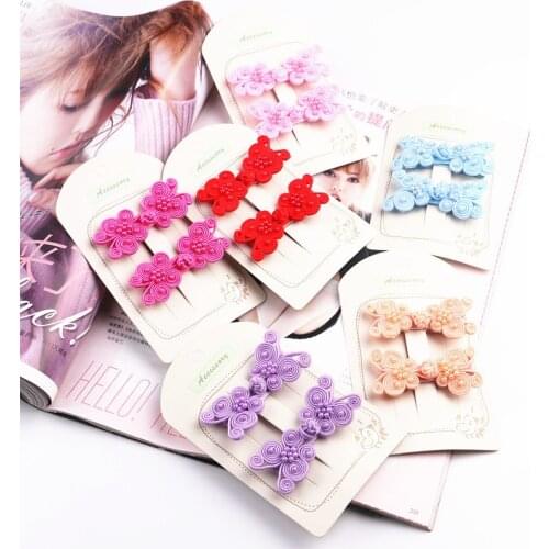 2pcs/lot Double bow-knot new spring hair decoration ethnic wind ornament wholesale hairpin adult child duck bill clip