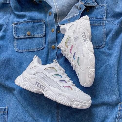 2021 Women Shoes Autumn Lady Fashion Casual Sneakers Running SportsTrainers Breathable Thick Sole Platform Tennis Basket White