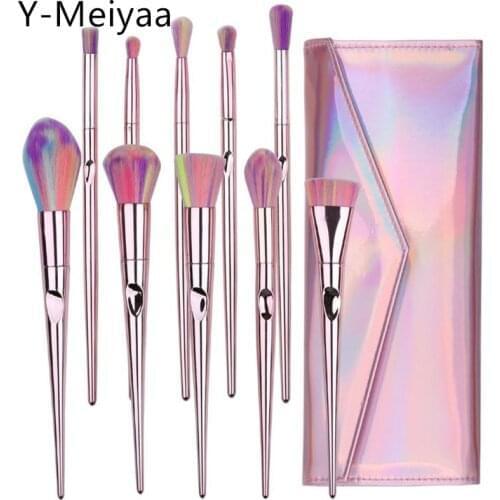 10pcs Womens Makeup Brushes With PU Bag Foundation Eyebrow Eyeshadow Brush Cosmetic Tools Lot Pinceaux Maquillage Wholesale 30