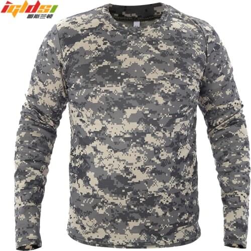 2018 New Tactical Military Camouflage T Shirt Male Breathable Quick Dry US Army Combat Full Sleeve Outwear T-shirt for Men S-3XL