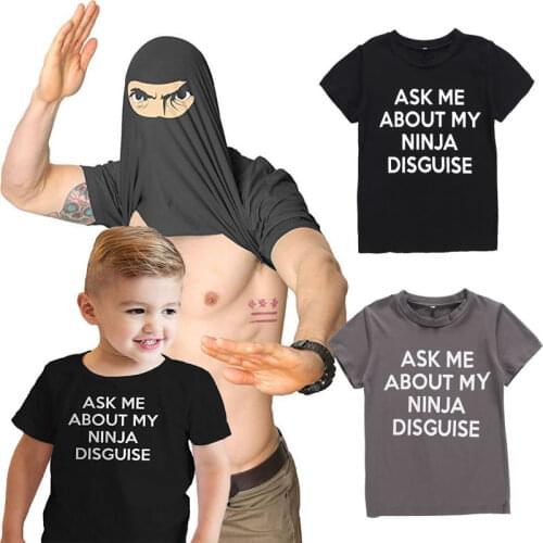 2021 Ask Me About My Ninja Disguise T Shirt For Teen Boy Girl Cloth Summer Kid Letter Print Top Children Cartoon Masked Tee