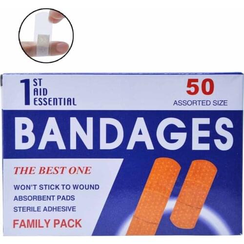 50Pieces/1Box Waterproof First Aid Bandage Hemostatic Medical Disposable Band-Aid with a Serile Gauze Pad First aid Z13401
