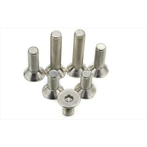 50pcs/Lot Metric M5 Stainless Steel Flat Countersunk Head Hex Socket Cap Screw Bolt DIN7991