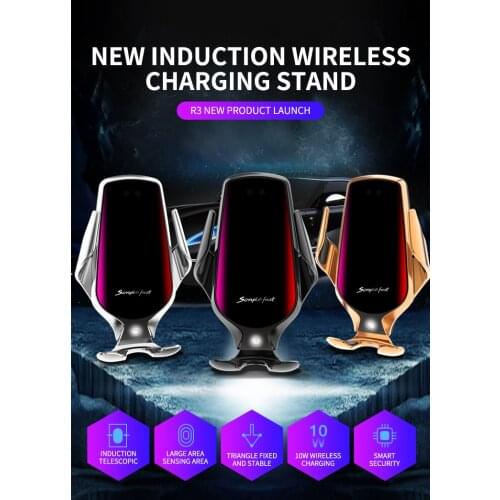 10W Car Wireless Charger Phone Holder For iPhone/For Huawei/For Samsung Automatic Car Clamping Wireles Charging Phone Holder