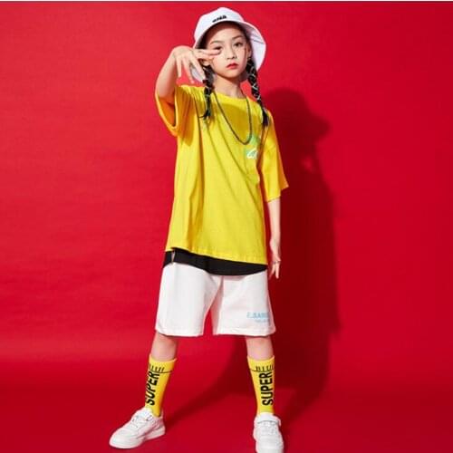 Kids Performance Hip Hop Street Wear Oversize Tshirt Shorts Carnival Show Jazz Outfits For Girls Boys Dance Costume Clothes