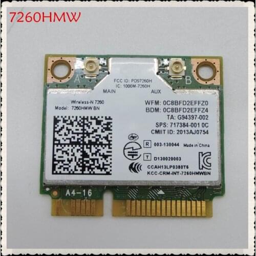 For 7260 Wireless-N Intel 7260HMW BN 802.11bgn 300Mbps Bluetooth 4.0 Mini PCI-E Wifi Card