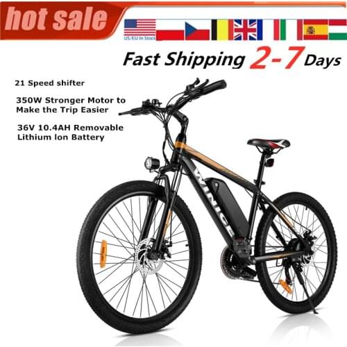 Electric 350W 36V Mountain Bike 21 Speed Shifter 26inch E-Bike Disc Brake Aluminum Alloy Suspension Bicycles