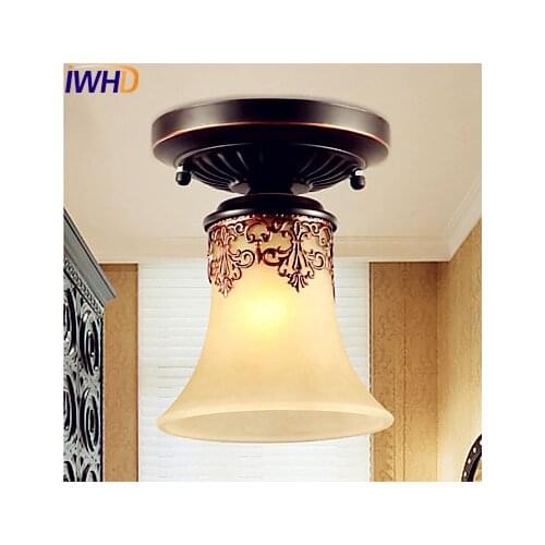 Europe Retro Vintage Ceiling Light Fixtures Plafonnier Living Room Lights Cafe Flush Mount Ceiling Lamps Home Lighting
