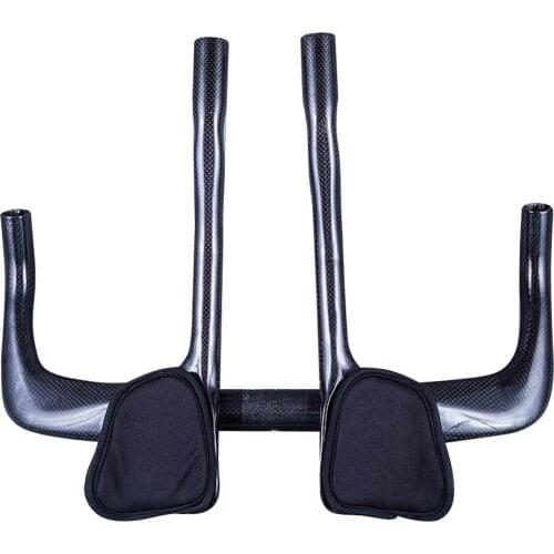 Glossy 3K Carbon Fiber Bike TT Bullhorn Bar Time Trial Triathlon Handlebar Aerobar Rest Bar Ends Sets