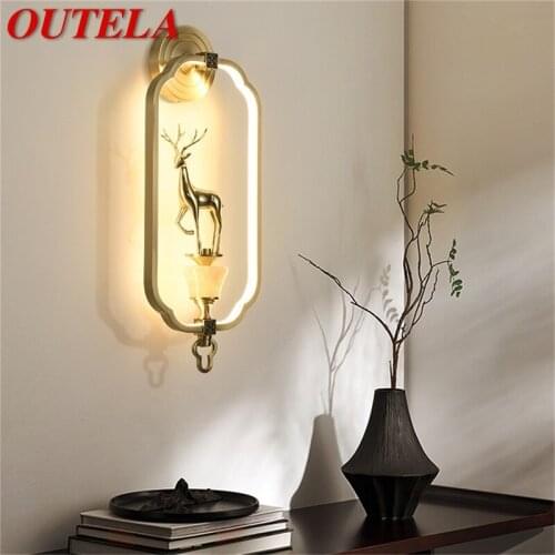OUTELA Indoor Wall Lamps Fixture LED Brass Luxury Modern Bedroom Wall Light Sconces for Home Living Room Office