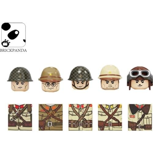 World War II Military Japanese Figures Soldiers Building Blocks Southeast Asia WW2 Army Helmet Weapon Gun Parts Bricks Kids Toys