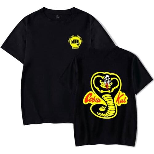 Cobra Kai Cosplay Costume Strike Hard Strike First No Mercy T-shirt Plus Size Black White Tee for Men Women