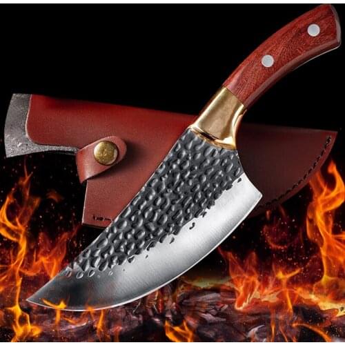 Forged Boning Knife Fishing Knife Camping Butcher Knife Handmade 7cr17 Stainless Steel Kitchen Meat Cleaver Cooking Cutter Sheat