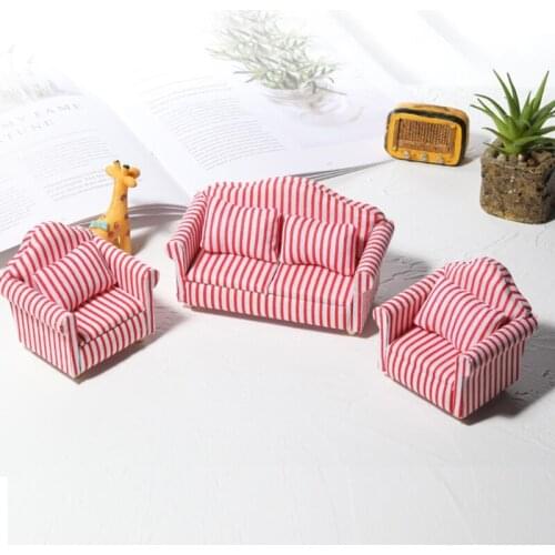 D7WF Furniture Model Cushion Living Room Decoration 1:12 Scales Miniature Dollhouse Furniture Couch Chairs Toy Kids Gift
