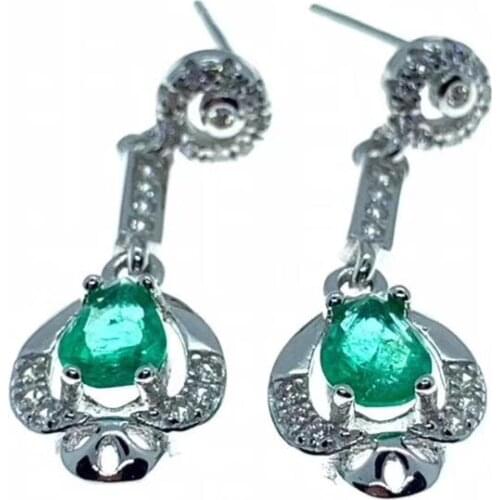 Fashion water drop natural green diopside drop earrings Natural gem stone earrings S925 silver girl party gift fine jewelry