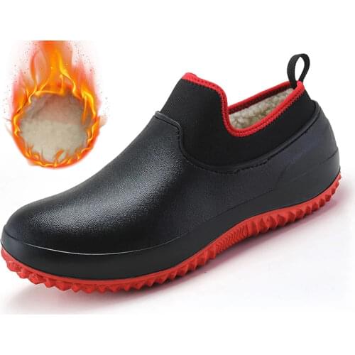 Men Shoes Kitchen Working Shoes Add Cotton Non-slip Waterproof Chef Shoes Casual Unisex Work Shoes Water Shoes Rain Cotton Boots