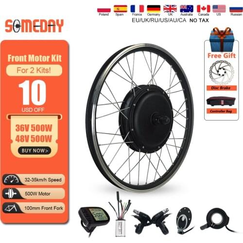 SOMEDAY Electric Bicycle Conversion Kit 36V/48V 500W Brushless Gearless 20-29 Inch 700C Front Hub Motor Wheel For Ebike Kit