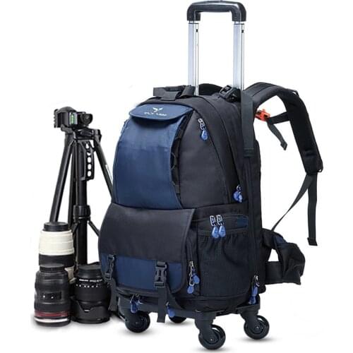 New Back pull dual use photography Rolling Luggage Digital shoulder Suitcase Men camera Cabin Trolley High quality Travel Bag