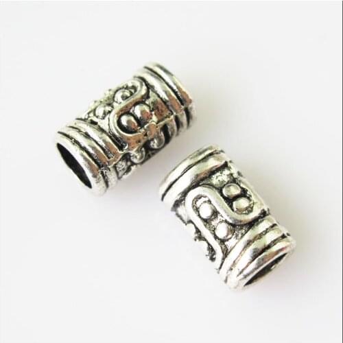 New 40Pcs Tibetan Silver Color Tube Winding Spacer Beads Charms 10mm
