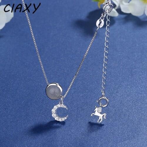 CIAXY 925 Sterling Silver Moonstone Necklaces for Women Temperament Clavicle Chain Unicorn Pendant Necklace Fashion Jewelry