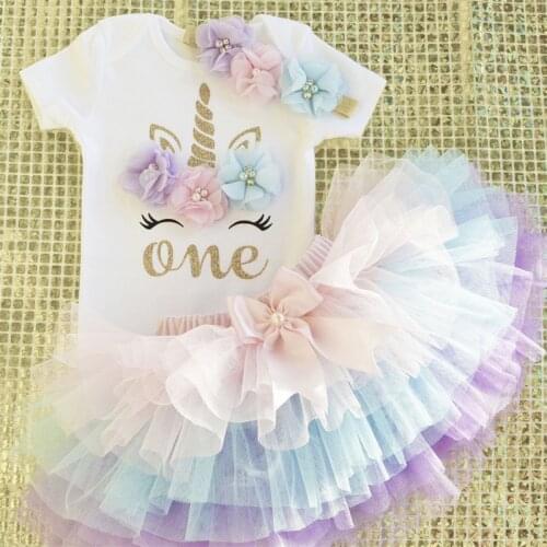 Girl Dress 2018 New Baby Dresses Pattern Print Unicorn Birthday Dress Female Baby Baptism Gown Summer Clothes Kids Girl Clothes