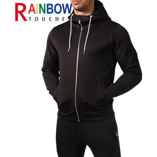 Rainbowtouches Gym Muscle Men Casual Fashion Sportswear Zipper Pocket Tight Fit Hoodies 100%Cotton