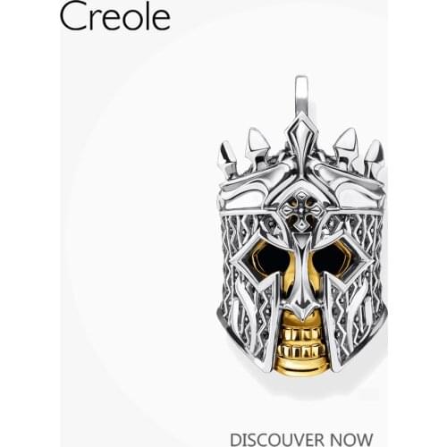 Pendant Skull Knight 925 Sterling Silver fit Necklace 2021 Brand New Fine Jewelry Europe Vintage Bijoux Rebel Gift For Woman Men