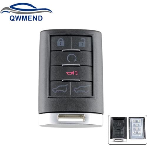 BHKEY 6 Buttons Replacement Car Remote Key Shell Case for Cadillac Escalade ESV EXT 2007 2008 2009 2010 2011 2012 2013 2014