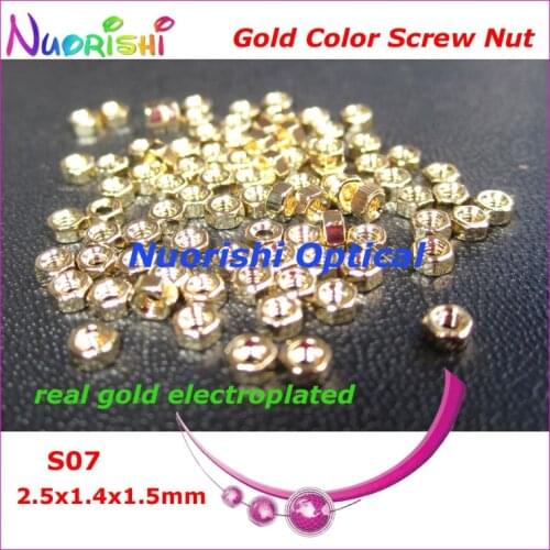 S07 10000pcs Gold Electroplating Glasses Eyewear Eyeglass Sunglasses Sunglass Mini Screw Nuts Size 1.4mm Free Shipping