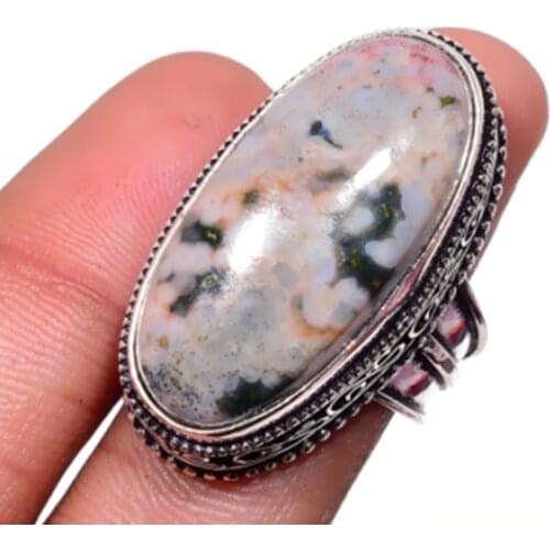 Ocean Jaspers Ring Silver Overlay over Copper, USA Size 7.25 , R5308