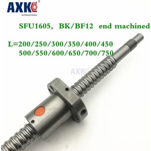 SFU1605 200 250 300 350 400 450 500 550 600 650 700 750 mm ball screw with flange single ball nut BK/BF12 end machined CNC parts