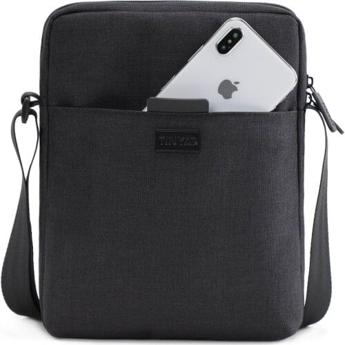 TINYAT Mens Bags Light Canvas Shoulder Bag For 7.9' Ipad Casual Crossbody Bags Waterproof Business Shoulder bag for men 0.13kg