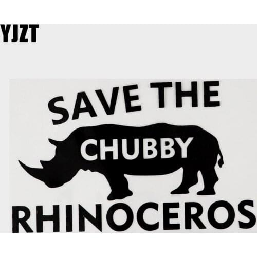 YJZT 14.4CM×8.7CM Save The Chubby Rhinoceros Animal Car Sticker Vinyl Decals 13F-0131