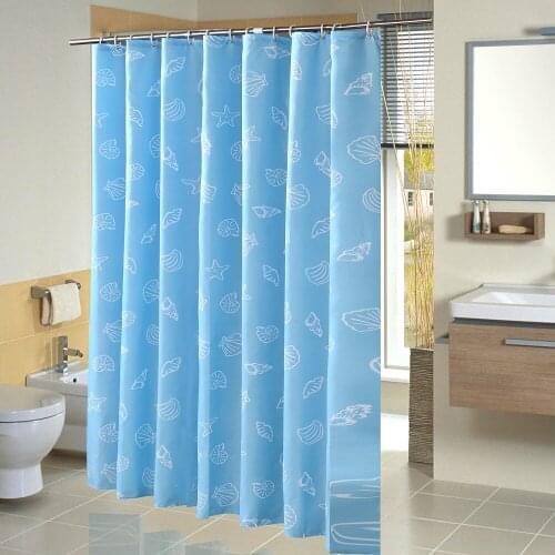 Lovley Blue Shower Curtain Starfish Printed Fabric Mildew Resistant Waterproof Bath Curtains for Bathroom 12pcs Hooks