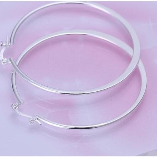 5.5cm big round earring Fashion Silver Plated Creole Round circles Hoop Earrings Prata Princo Punk Silver Women Girls Gifts