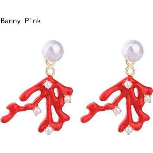 Free Wear Alloy Branches Pendant Stud Earrings For Women Cute Imitation Pearl Post Earrings Fashion Jewelry Pendientes Bijoux