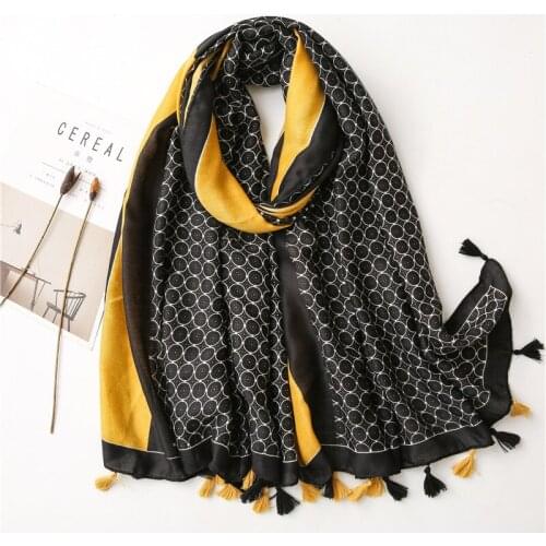 2020 New Cotton Dot Print Tassel Scarf Shawls Long Women Spot Print Hijab Wrap Free Shipping