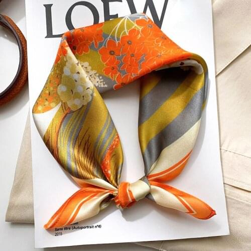 100% Pure Silk Scarf Hair Square Small Headband Neckerchief Scarves Bandana Summer Beach Hijab Shawls and Wraps Female Foulard