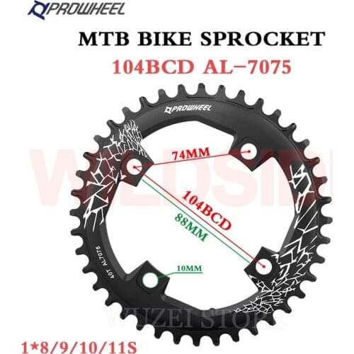 PROWHEEL 104BCD Mountain Bike Sprockets 32/34/36/38/40T sprocket/7075 aluminum material MTB Wide and narrow tooth sprocket