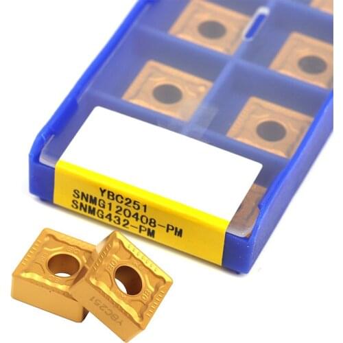 10PCS Wear-resistant SNMG120404/120408-PM YBC251 SNMG120404/120408/120412-PM YBC252 Carbide CNC lathe turning inserts for steel