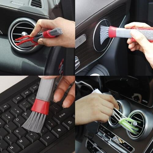 2 PCS Long Durable Double Slider Outlet Cleaning Tool Car Air-conditioner Gap Brush Outlet Window Cleaning Multi-purpose Brush