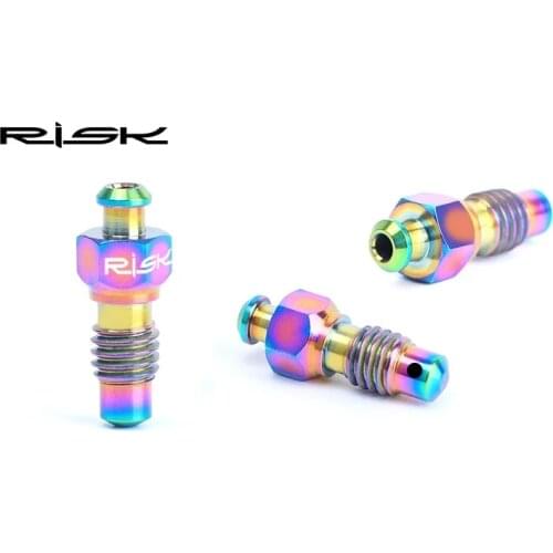 Risk 2 pcs M6 MTB Bike Hydraulic Disc Brake Exhaust Bolts Titanium Alloy Bicycle Brake Clip Oiling and Bleed Screw