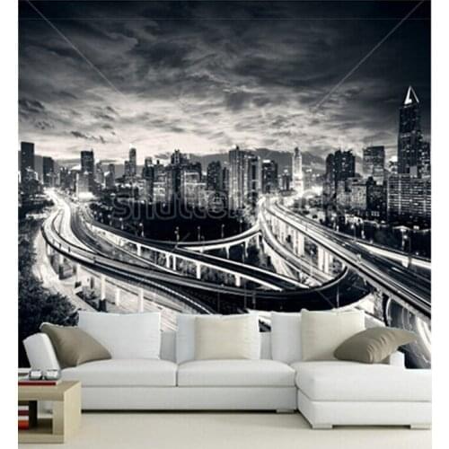 Custom 3D murals,modern city at sunset with light trails,ktv bar background ,living room sofa TV wall bedroom wall paper