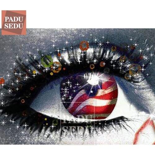 5D Diamond Painting Eye American Flag Cross Stitch Diamond Beads Embroidery Kits 5D Full Round Handwork Wall Art Home Decoration