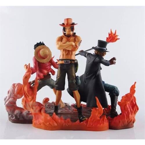 Anime OP DXF BROTHERHOOD Luffy Sabo Ace PVC Action Figure Collectible Model Kids Gift Toy Figurine Doll 3pcs/set 14-17cm