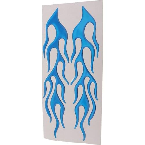 Car / Motorcycle / Bumper / Body / Mirror 3D PVC Decal Decal FLAME Chrome Blue