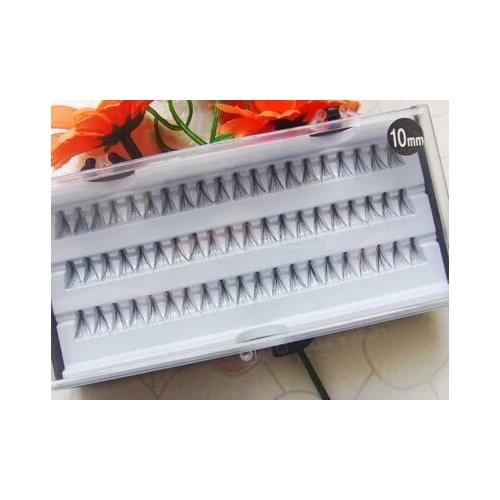 Free Shipping 60 Pcs Individual Lashes Semi-Hand Black False Eyelash Natural Long Cluster Extension Set Makeup 10mm/ 5p